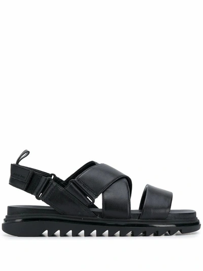 Shop Michael Kors Men's Black Leather Sandals