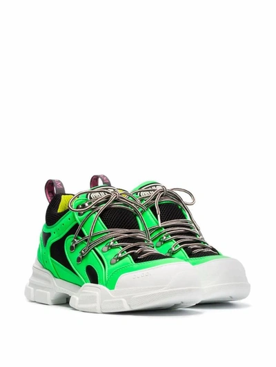 Shop Gucci Men's Green Leather Sneakers