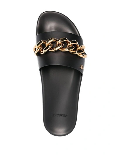 Shop Versace Men's Black Leather Sandals