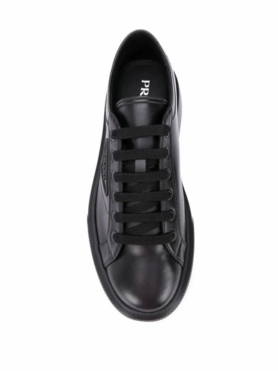 Shop Prada Men's Black Leather Sneakers