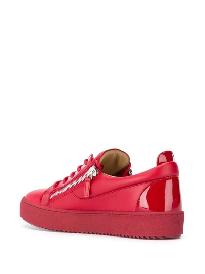 Shop Giuseppe Zanotti Design Men's Red Leather Sneakers