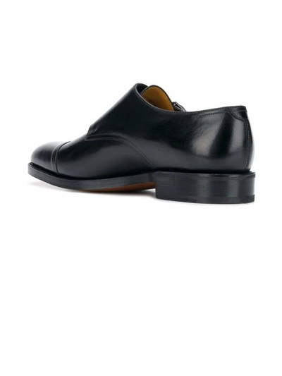 Shop John Lobb Men's Black Leather Monk Strap Shoes