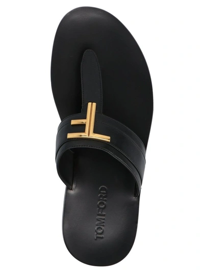 Shop Tom Ford Men's Black Leather Sandals