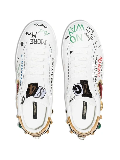 Shop Dolce E Gabbana Men's White Leather Sneakers