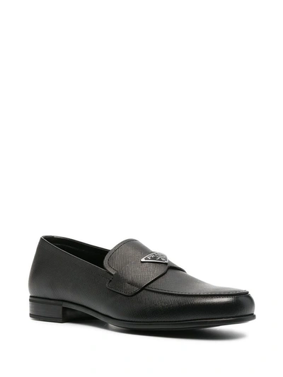 Shop Prada Men's Black Leather Loafers