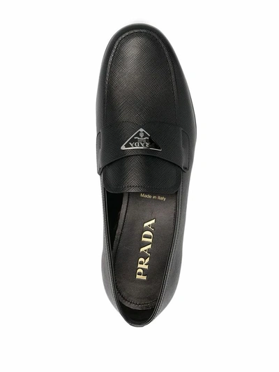 Shop Prada Men's Black Leather Loafers