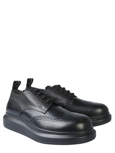 Shop Alexander Mcqueen Men's Black Leather Lace-up Shoes