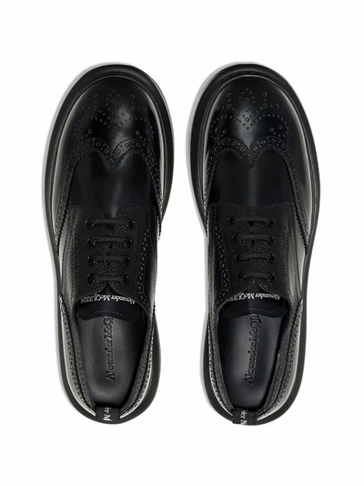 Shop Alexander Mcqueen Men's Black Leather Lace-up Shoes