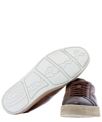 Shop Santoni Men's Brown Leather Sneakers