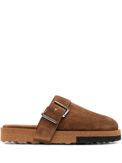 Off-white Comfort Suede Slippers In Brown
