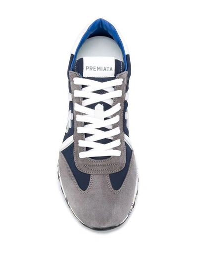 Shop Premiata Men's Grey Leather Sneakers