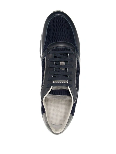 Shop Brunello Cucinelli Men's Blue Leather Sneakers