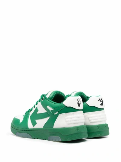 Shop Off-white Men's Green Leather Sneakers