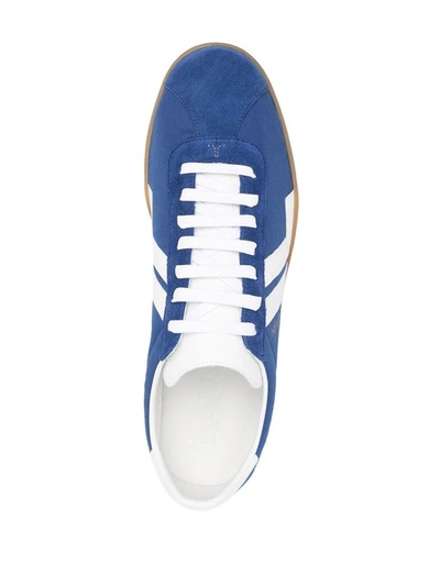 Shop Lanvin Men's Blue Cotton Sneakers