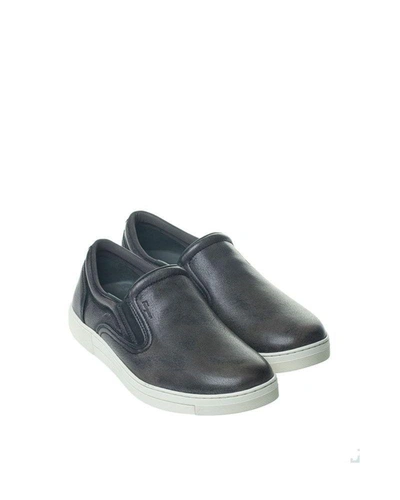 Shop Ferragamo Salvatore  Men's Black Leather Slip On Sneakers