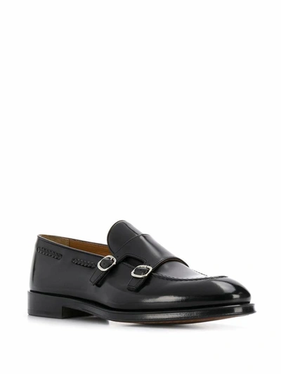 Shop Doucal's Men's Black Leather Monk Strap Shoes