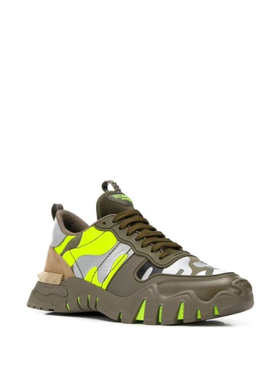 Shop Valentino Men's Green Polyester Sneakers