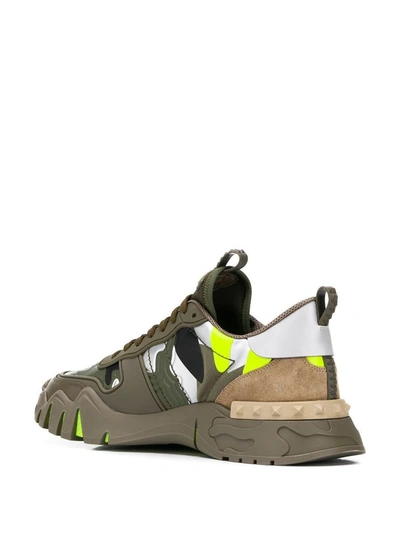 Shop Valentino Men's Green Polyester Sneakers