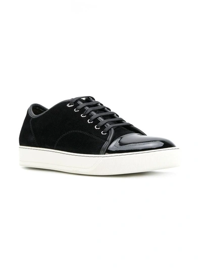 Shop Lanvin Men's Black Leather Sneakers