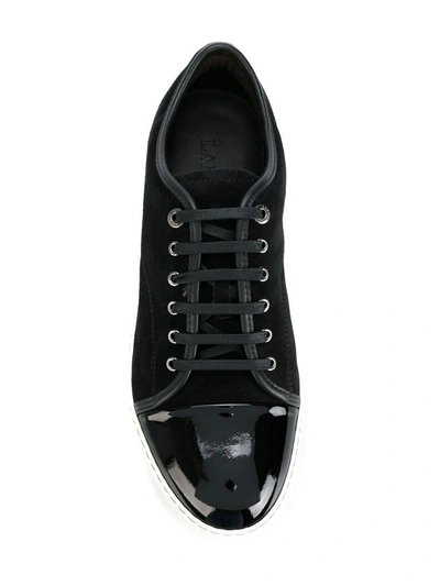 Shop Lanvin Men's Black Leather Sneakers