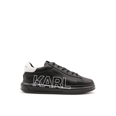 Shop Karl Lagerfeld Men's Black Leather Sneakers