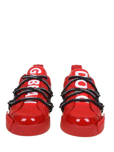 Shop Dolce E Gabbana Men's Red Leather Sneakers