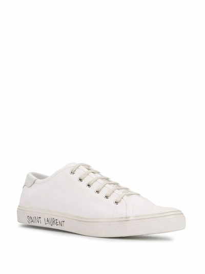 Shop Saint Laurent Men's White Cotton Sneakers