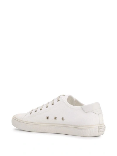 Shop Saint Laurent Men's White Cotton Sneakers