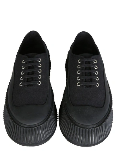 Shop Jil Sander Men's Black Fabric Sneakers