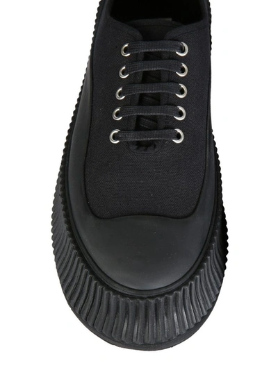Shop Jil Sander Men's Black Fabric Sneakers