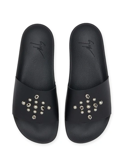 Shop Giuseppe Zanotti Design Men's Black Leather Sandals