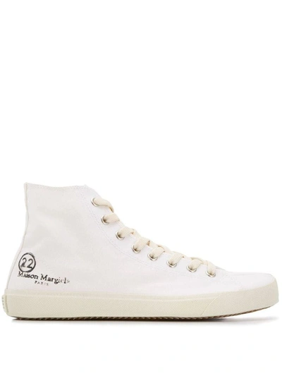 Shop Maison Margiela Men's White Fabric Hi Top Sneakers