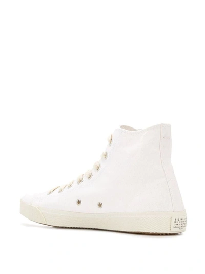 Shop Maison Margiela Men's White Fabric Hi Top Sneakers