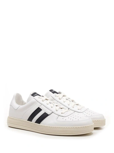 Shop Tom Ford Men's White Leather Sneakers