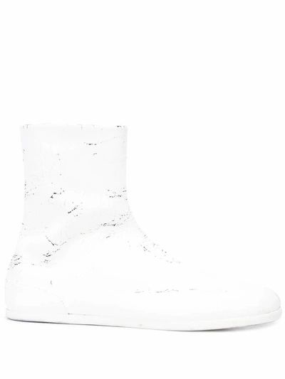 Shop Maison Margiela Men's White Leather Ankle Boots