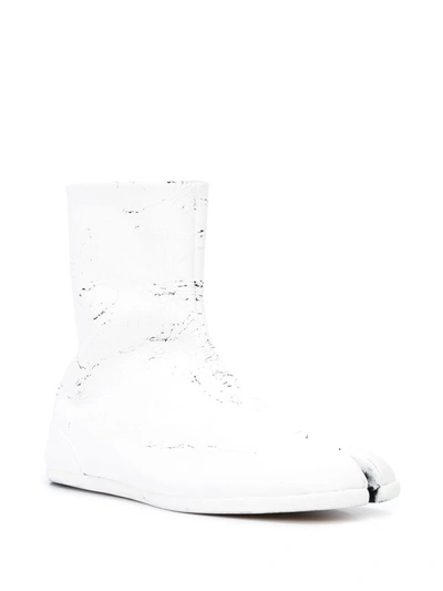 Shop Maison Margiela Men's White Leather Ankle Boots
