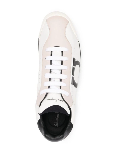 Shop Ferragamo Salvatore  Men's White Leather Sneakers