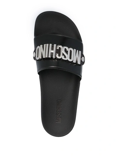 Shop Moschino Men's Black Pvc Sandals