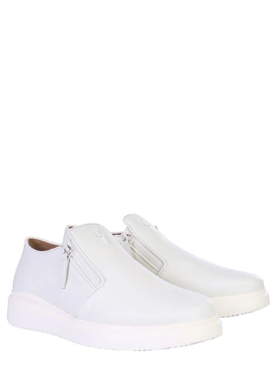 Shop Giuseppe Zanotti Design Men's White Leather Slip On Sneakers