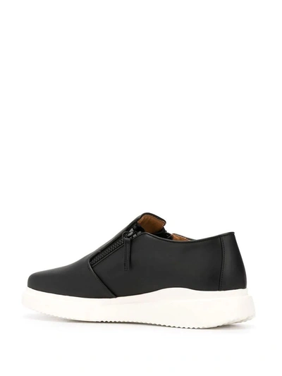 Shop Giuseppe Zanotti Design Men's Black Leather Slip On Sneakers