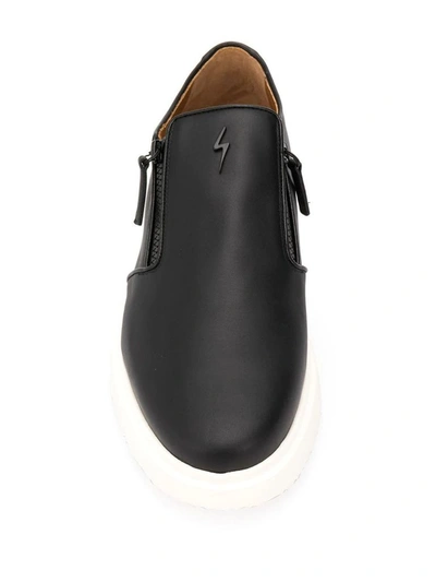 Shop Giuseppe Zanotti Design Men's Black Leather Slip On Sneakers