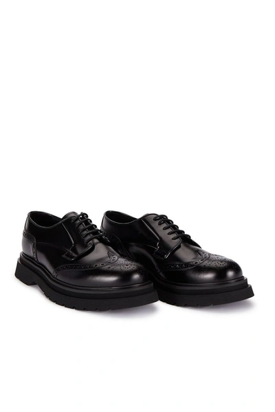 Shop Prada Men's Black Leather Lace-up Shoes