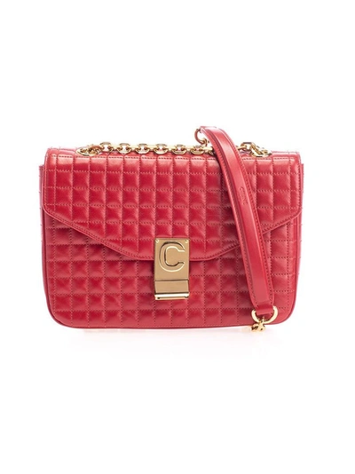 Shop Celine Céline Women's Red Leather Shoulder Bag