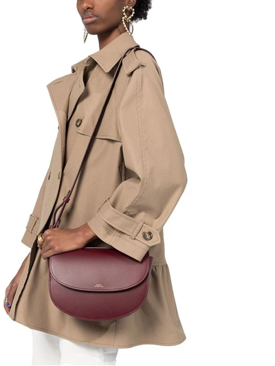 Shop A.p.c. Women's Burgundy Leather Shoulder Bag