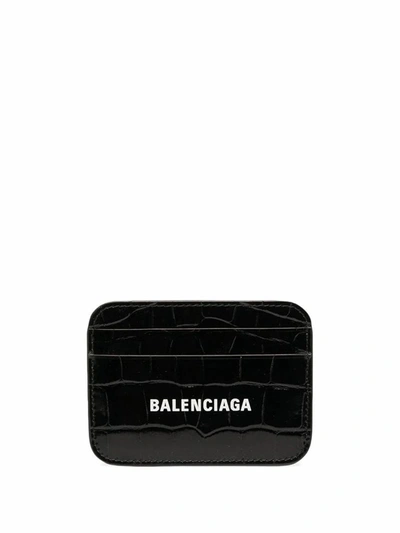 Shop Balenciaga Women's Black Leather Card Holder