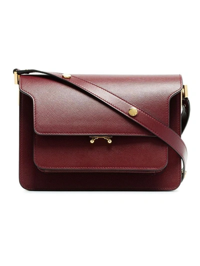 Shop Marni Women's Burgundy Leather Shoulder Bag