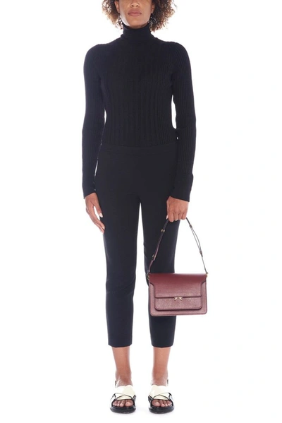 Shop Marni Women's Burgundy Leather Shoulder Bag