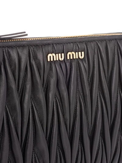Shop Miu Miu Women's Black Leather Pouch