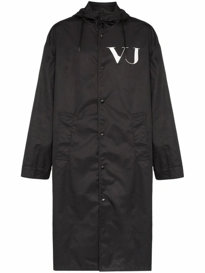 Shop Valentino Men's Black Polyamide Coat