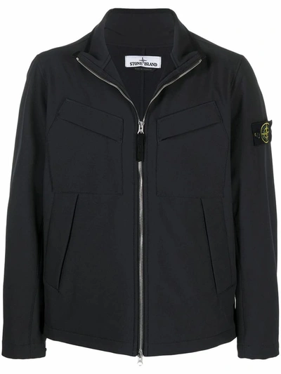 Shop Stone Island Men's Blue Polyester Outerwear Jacket